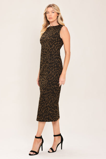 Leopard Icon Twill Midi Dress