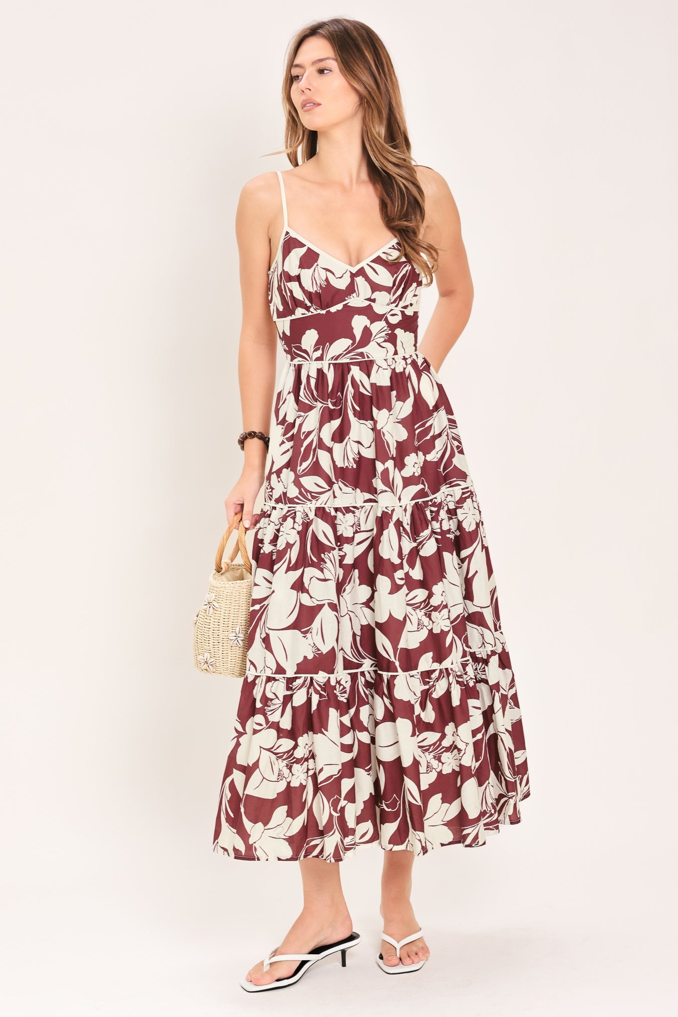 Floral Print Cotton Midi Dress