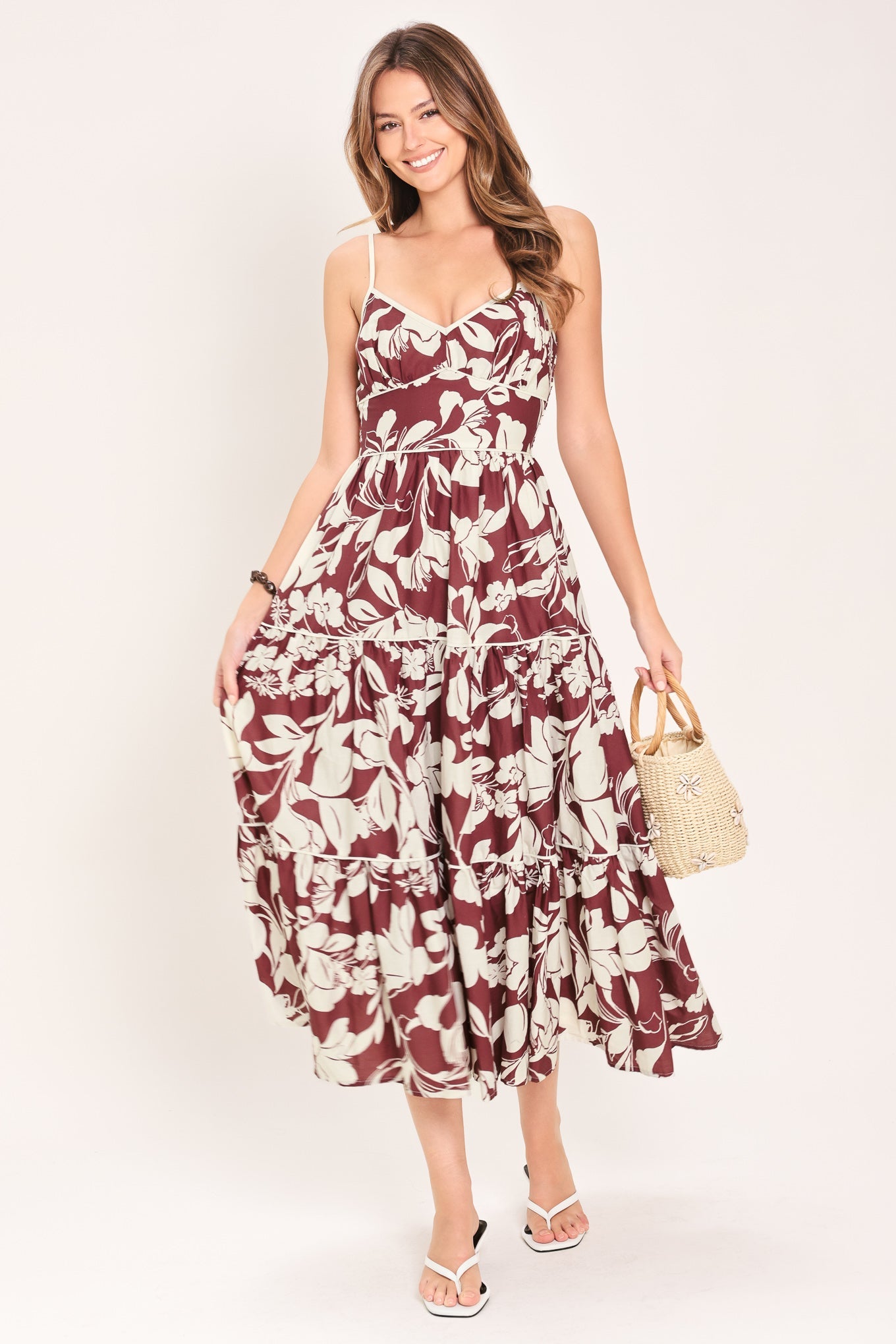 Floral Print Cotton Midi Dress