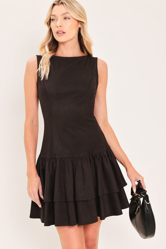 Drop-Waist Tiered Mini Dress