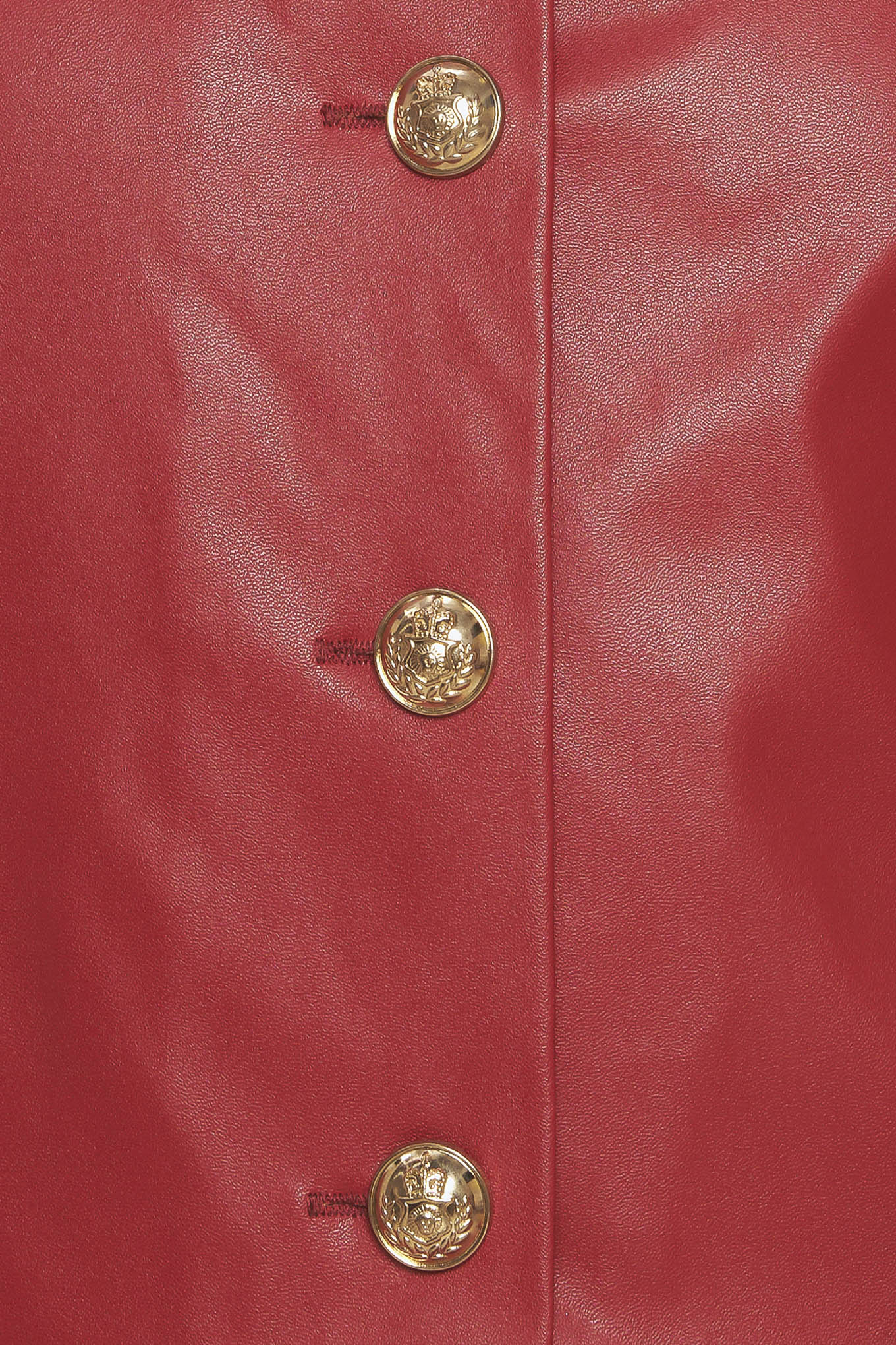 Red Button Up Faux Leather Jacket with Button Details | Trendy Jackets Outfit Idea for Women by Ro + Ivy | Elevated Basics, Modern Comfort & Style