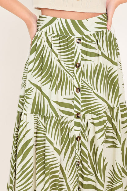 Palm Print Maxi Skirt