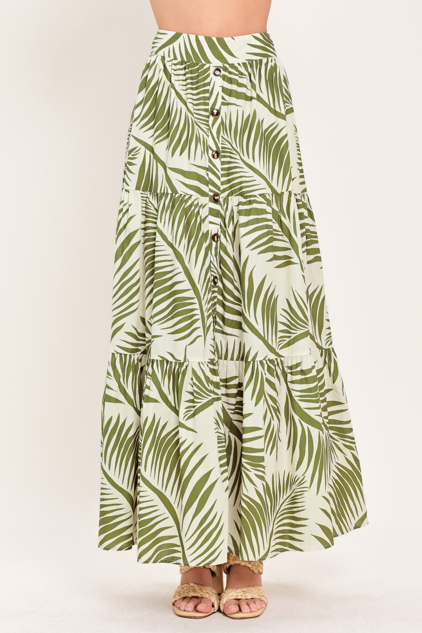 Palm Print Maxi Skirt