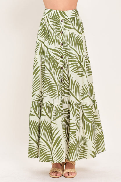 Palm Print Maxi Skirt