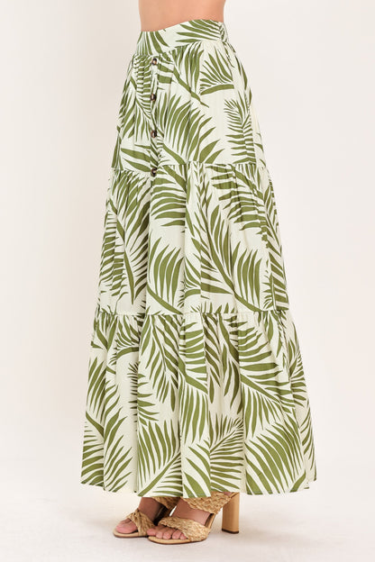Palm Print Maxi Skirt