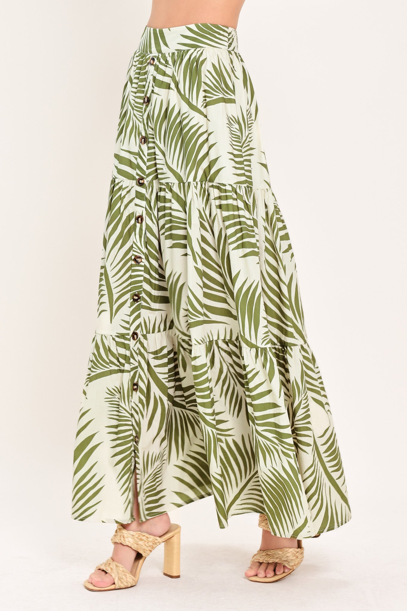 Palm Print Maxi Skirt
