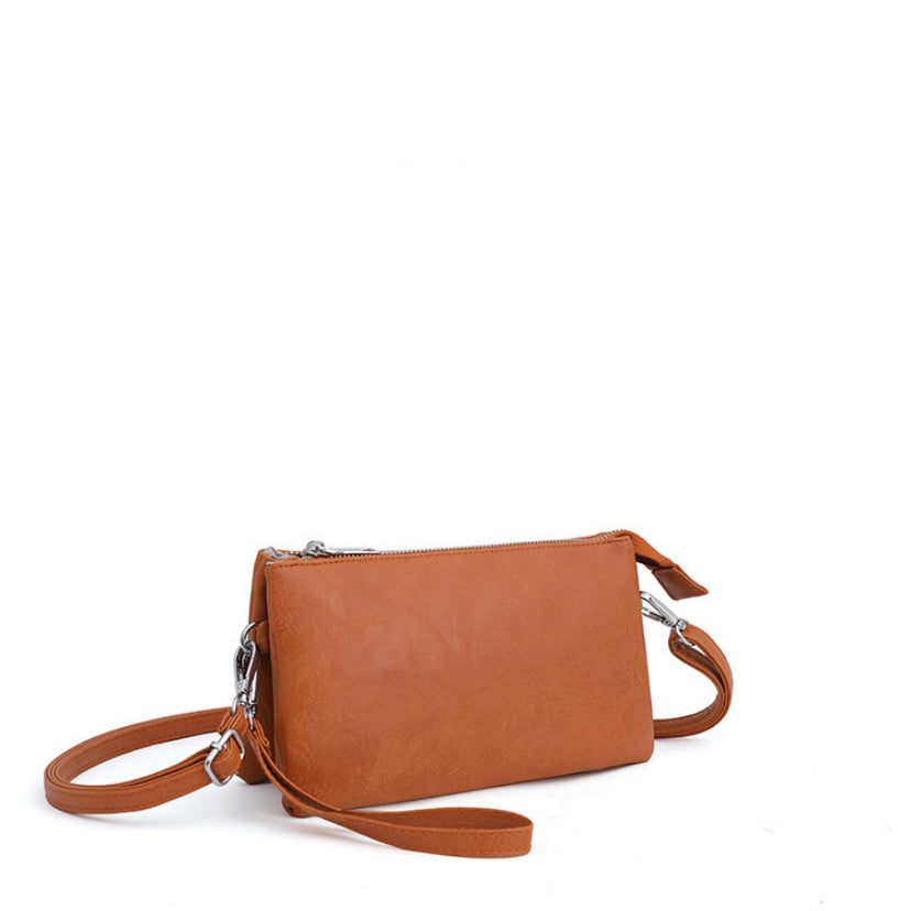 Convertible Compact Vegan Leather Multi-Compartment Crossbody Bag — Everyday Versatile Style -