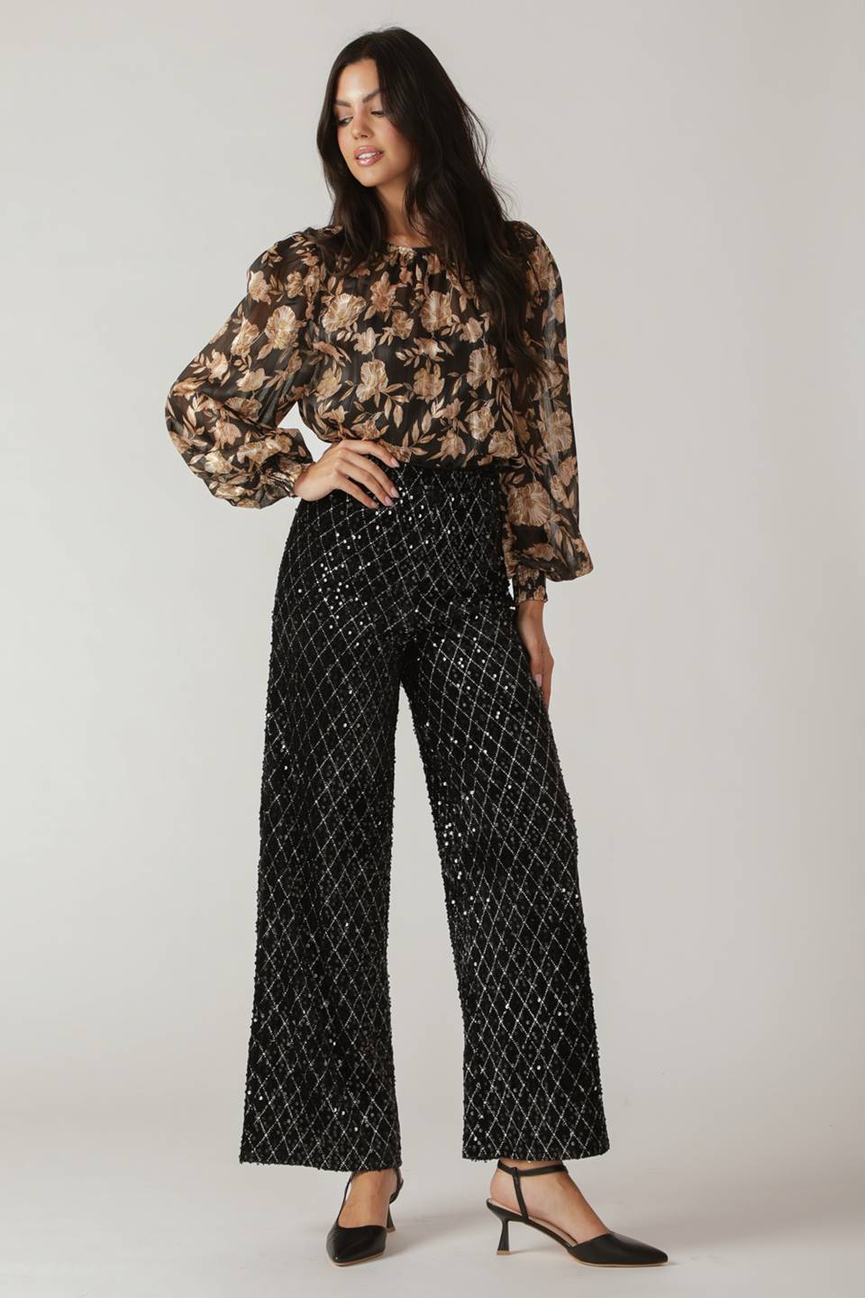 Straight Leg Sequin Pants | Trendy Pants Outfit Idea for Women by Ro + Ivy | Elevated Basics, Modern Comfort & Style