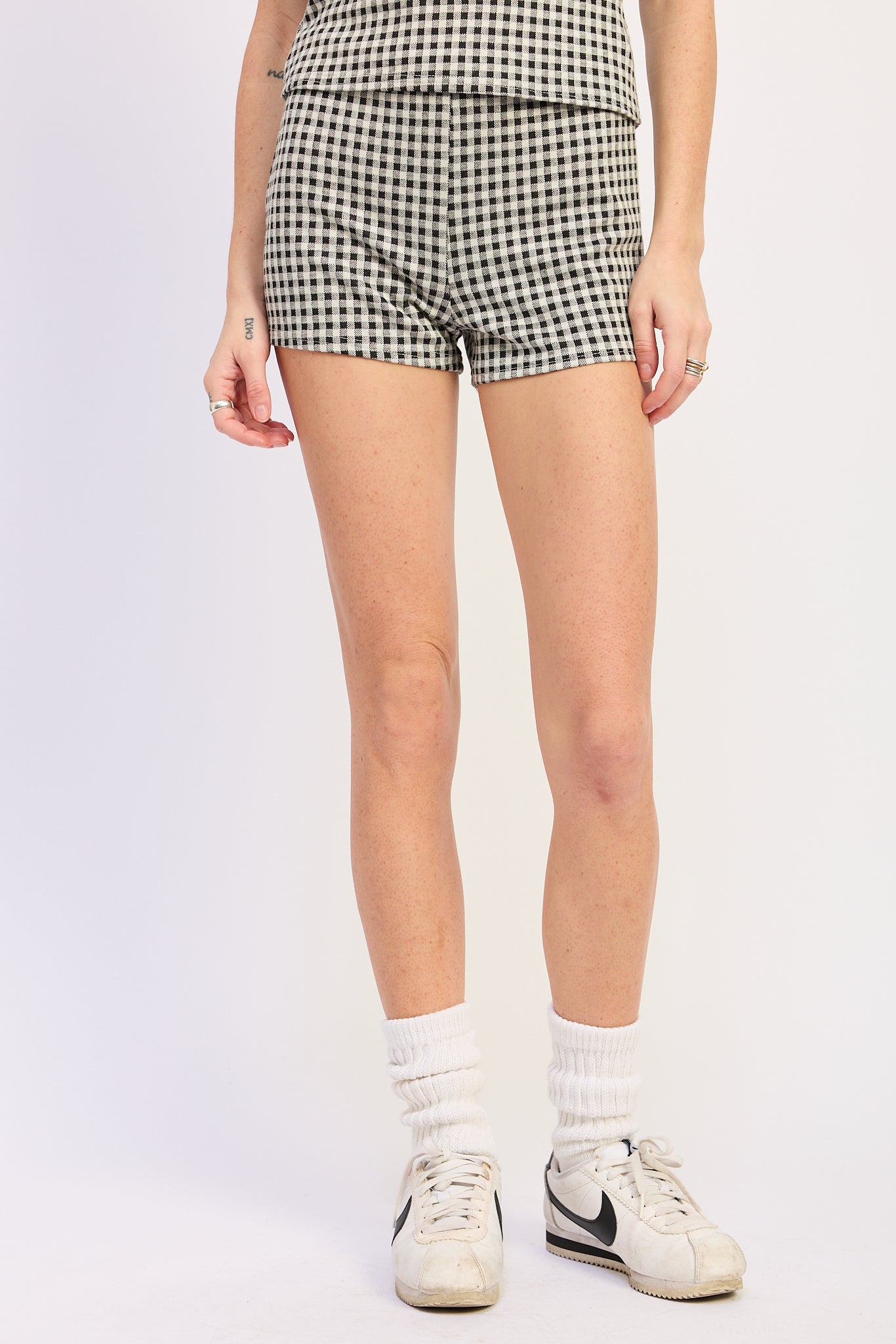 Gingham Biker Shorts — Stretchy Comfortable Casual Everyday Athleisure Style