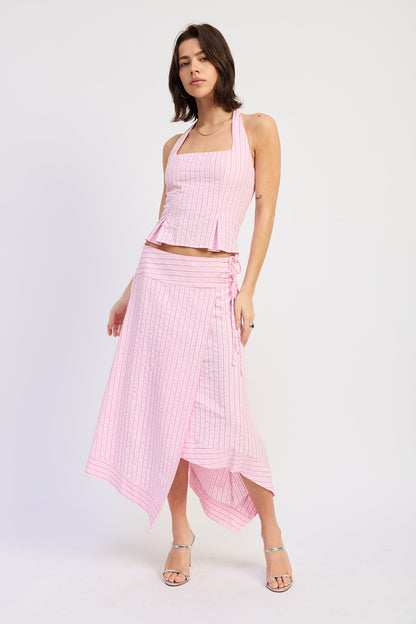 Stripe Lace Back-Up Halter Top — Coordinating Elevated Everyday Style