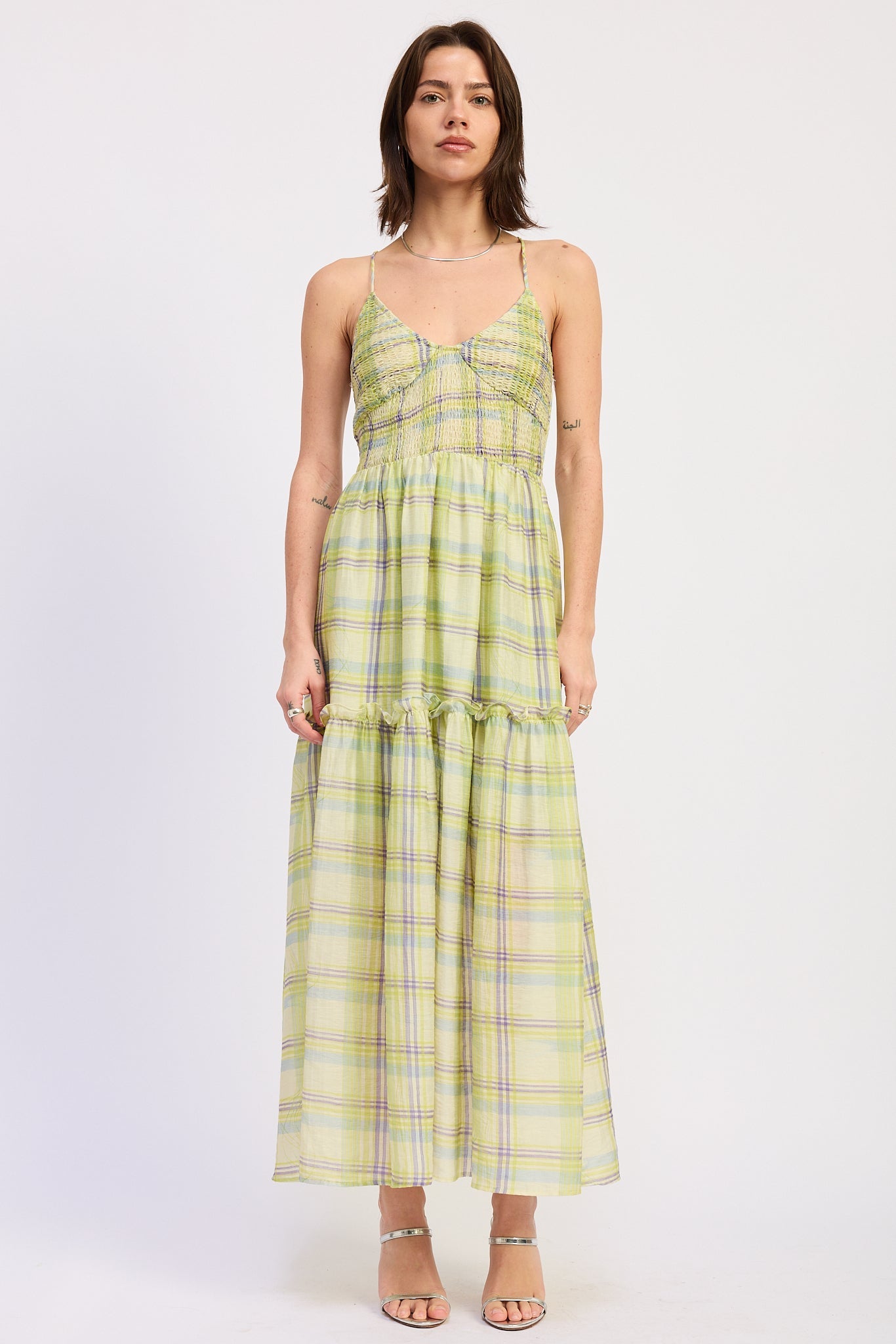 Smocked Spaghetti Strap Maxi Dress — Lyocell Nylon Linen Blend Flowing Style - Maxi Dresses