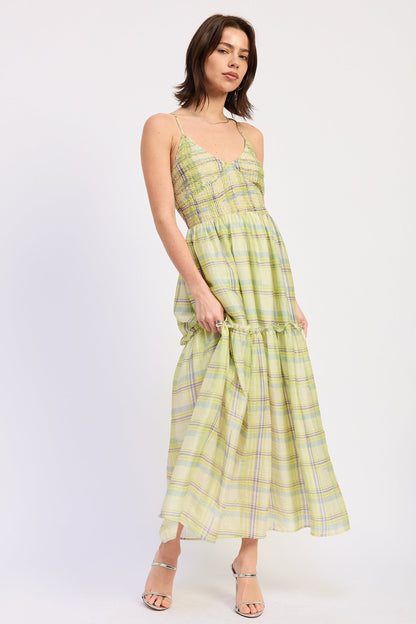 Smocked Spaghetti Strap Maxi Dress — Lyocell Nylon Linen Blend Flowing Style - Maxi Dresses