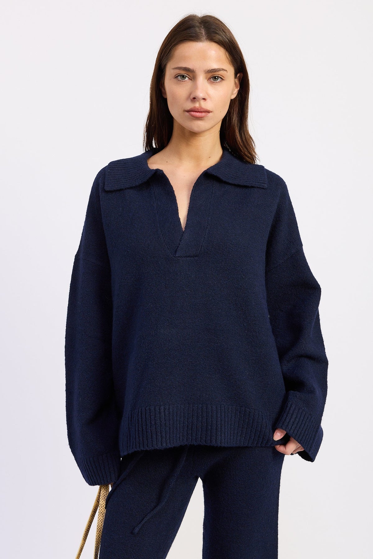 Oversized Collared Sweater with Relaxed Fit