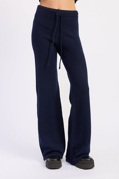 Relaxed-Fit Sweater Pants in Soft Stretch Knit Navy