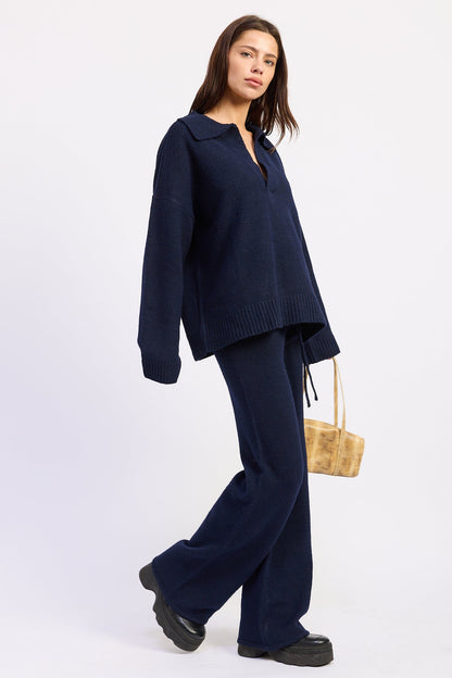 Relaxed-Fit Sweater Pants in Soft Stretch Knit