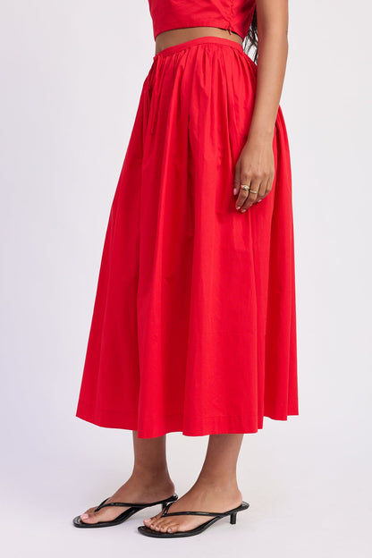 Full Shirred Midi Skirt — 100% Cotton Matching Set Flowing Silhouette - Skirts