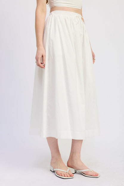 Full Shirred Midi Skirt — 100% Cotton Matching Set Flowing Silhouette - Skirts