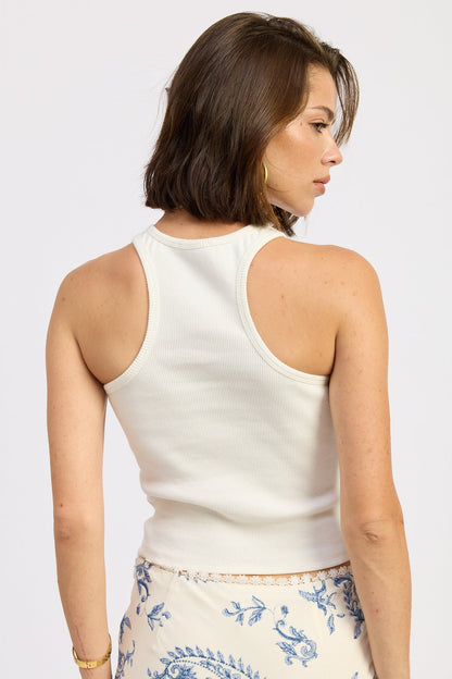Racerback Water Bead Tank Top — Cotton Spandex Embellished Active Style - Tops