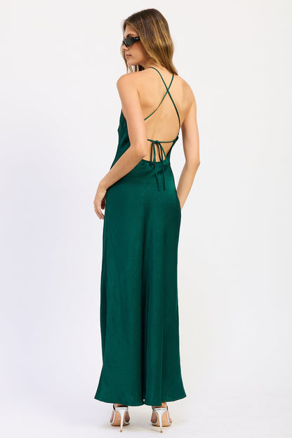 Sleeveless V-Neck Midi Dress with Flattering Fitted Silhouette