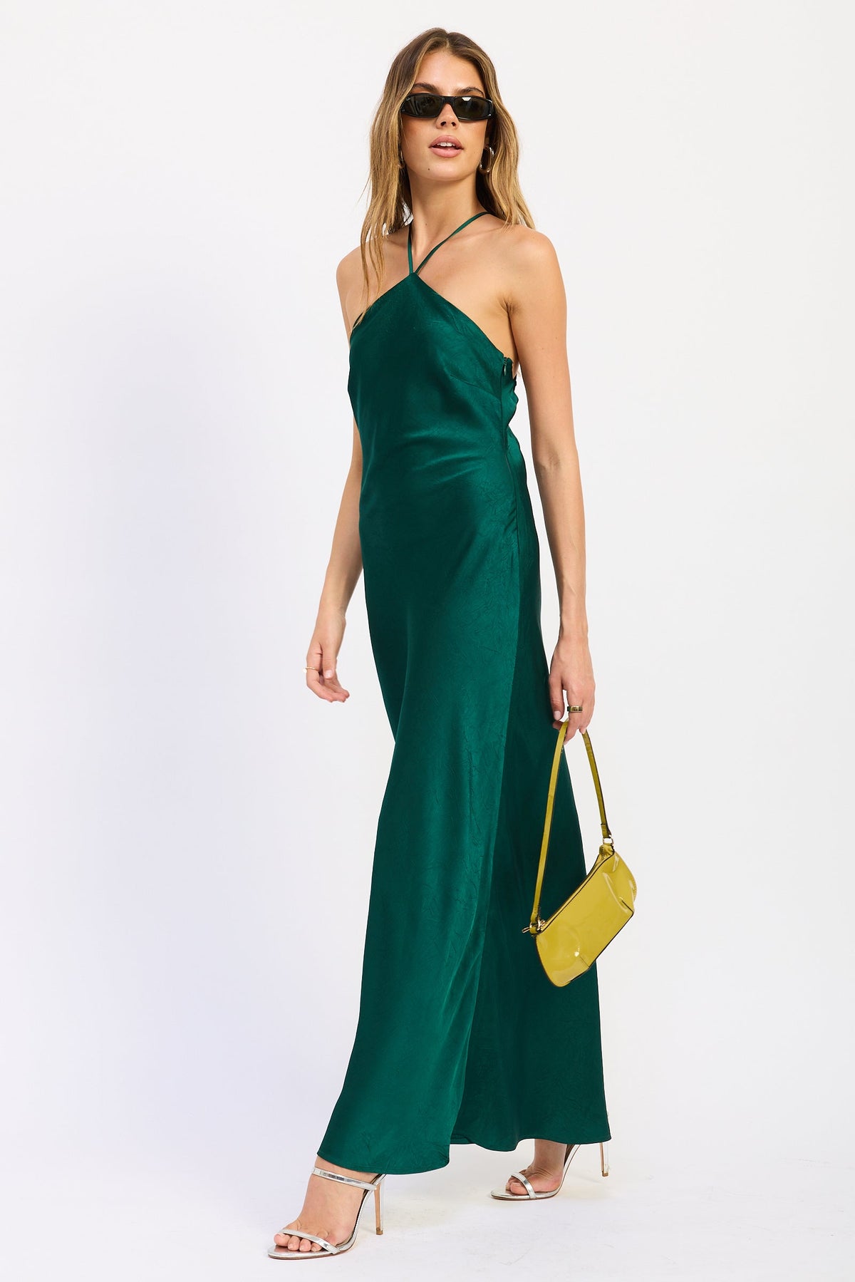 Sleeveless V-Neck Midi Dress with Flattering Fitted Silhouette