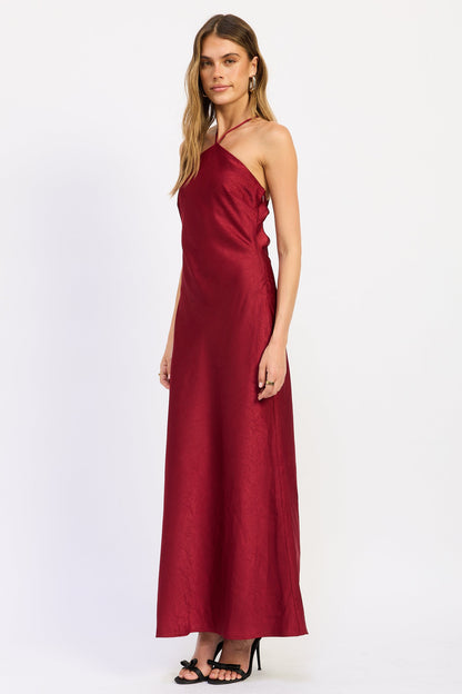 Sleeveless V-Neck Midi Dress with Flattering Fitted Silhouette