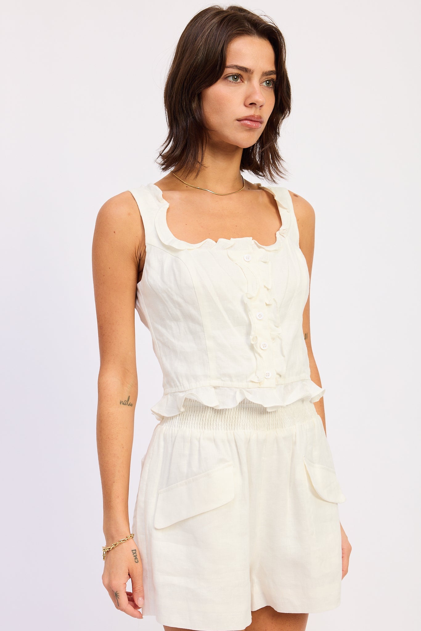 Cotton Linen Crop Top — Matching Set Breezy Lightweight Summer Style - Tops