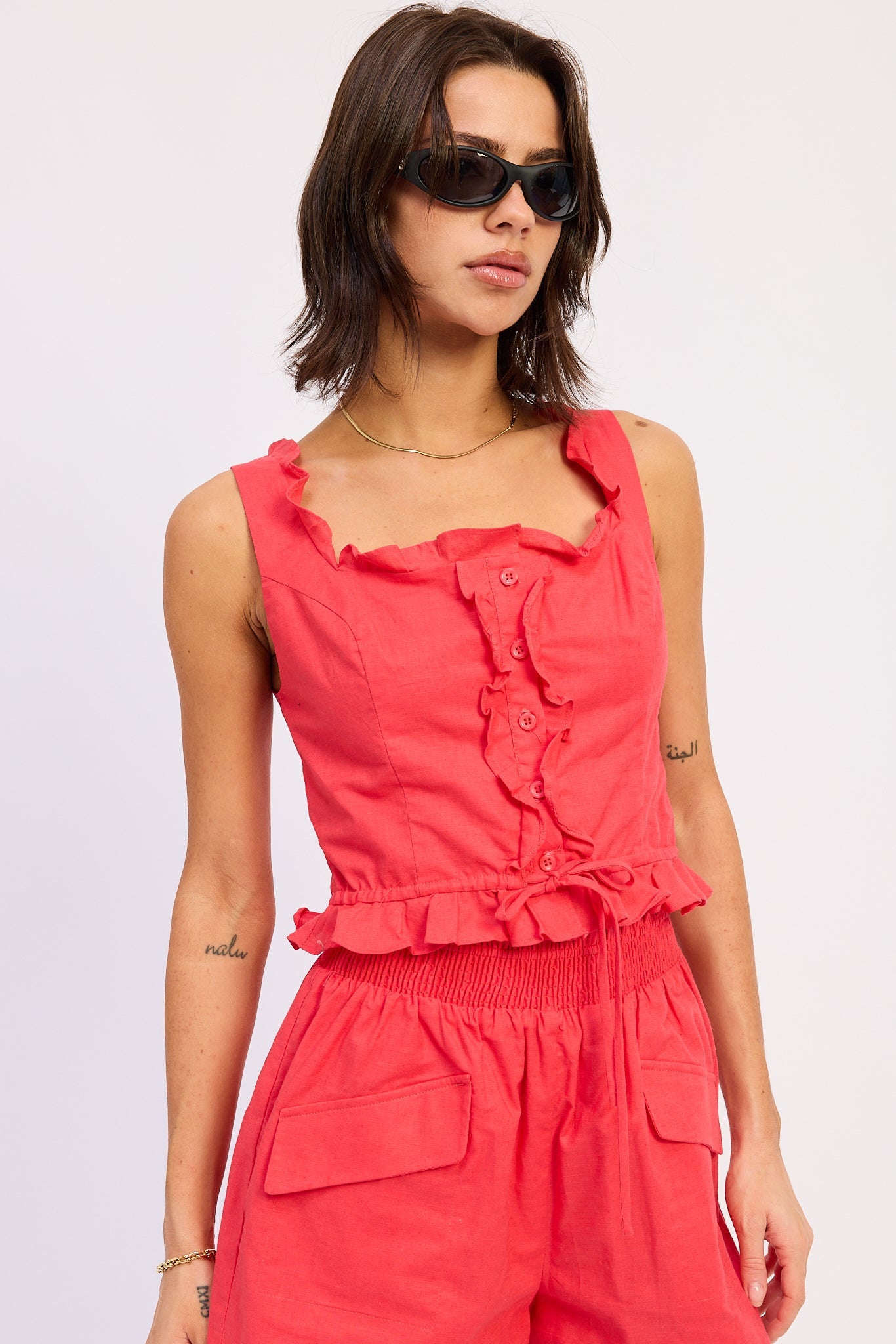 Cotton Linen Crop Top — Matching Set Breezy Lightweight Summer Style - Tops