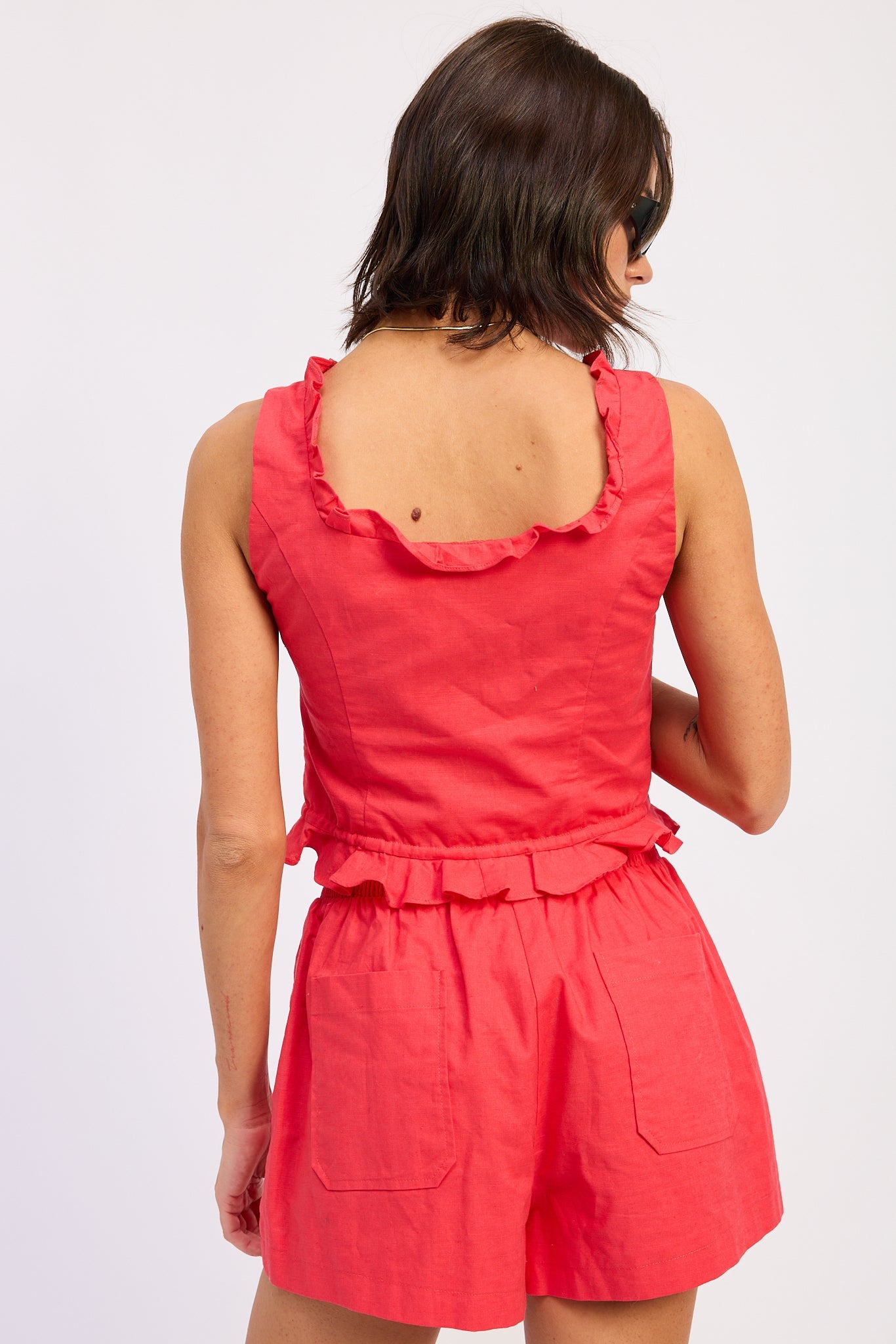 Cotton Linen Crop Top — Matching Set Breezy Lightweight Summer Style - Tops