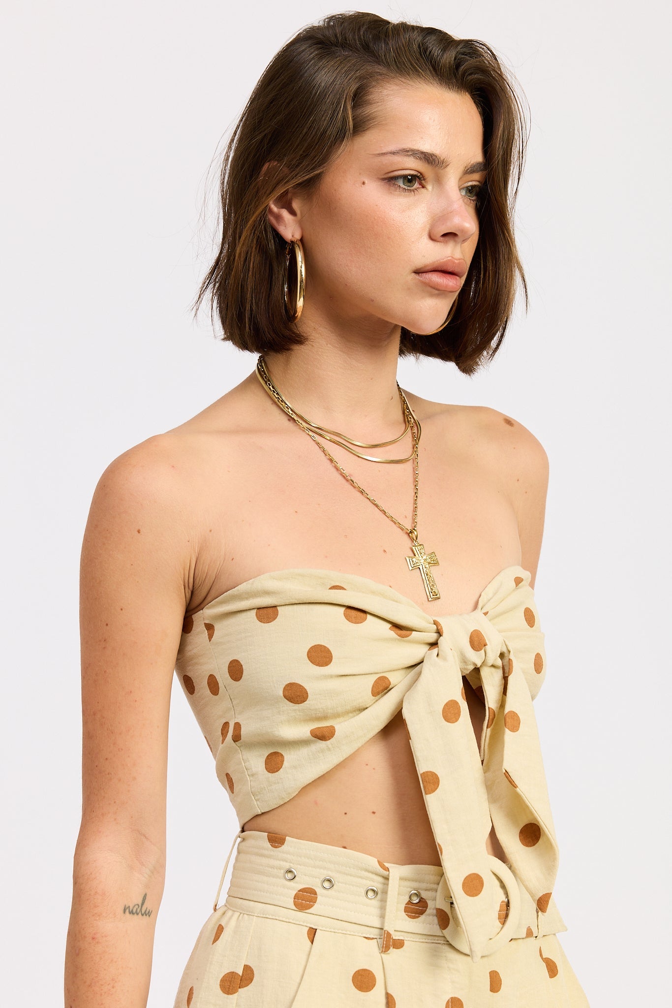 Front Tie Scarf Crop Top — Rayon Nylon Blend Matching Set Breezy Style - Crop Tops