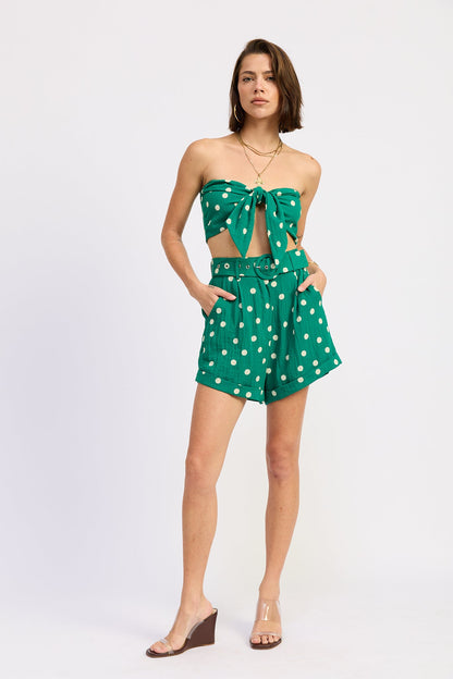 Front Tie Scarf Crop Top — Rayon Nylon Blend Matching Set Breezy Style - Green Crop Tops