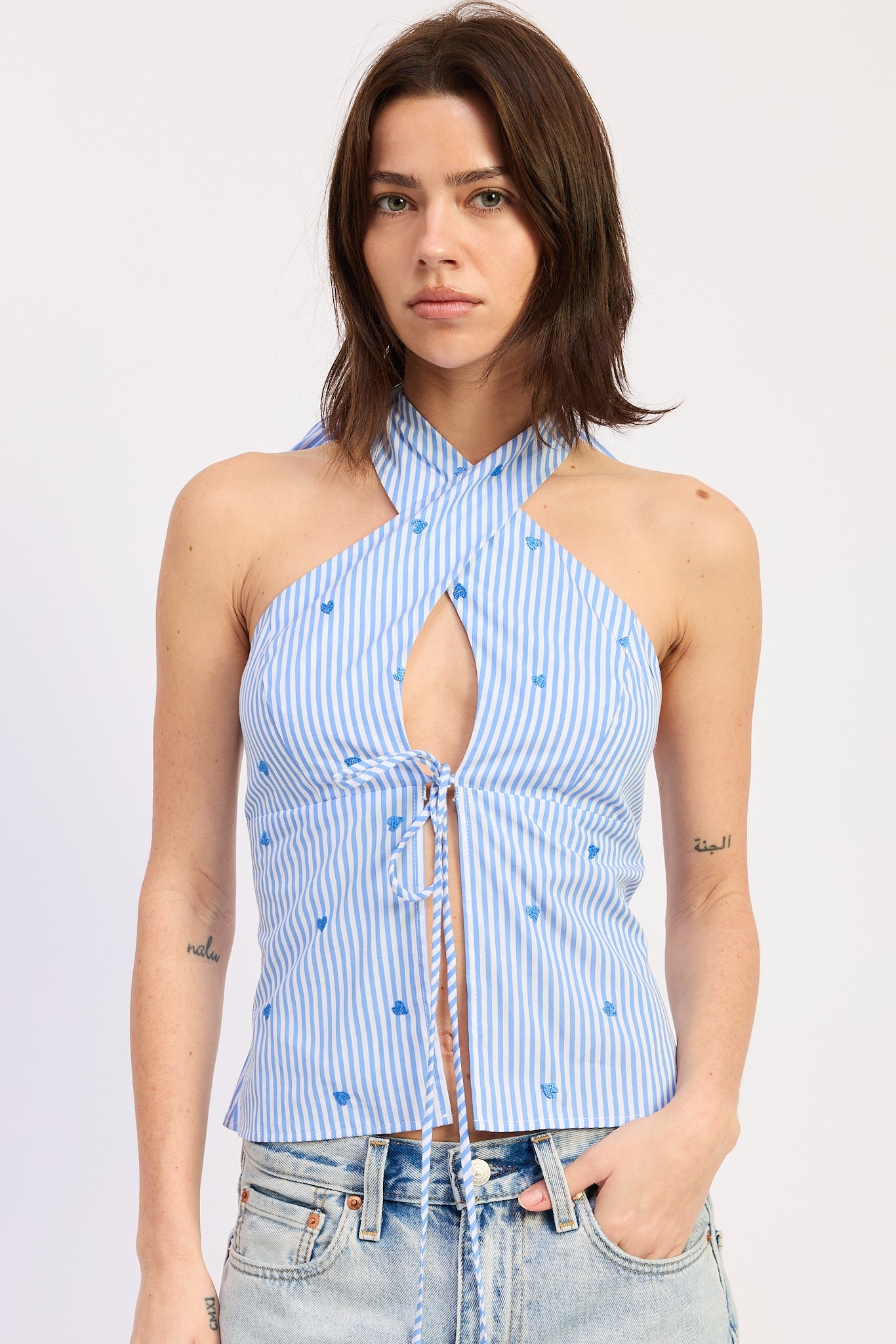 Crossed Halter Tie Top — 100% Cotton Lining Breezy Summer Style - Tops
