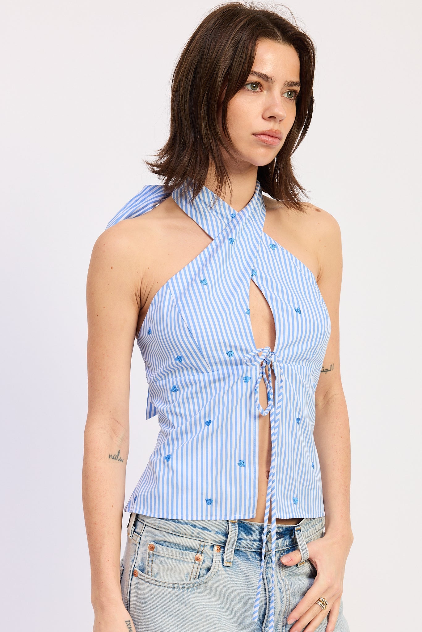 Crossed Halter Tie Top — 100% Cotton Lining Breezy Summer Style - Tops