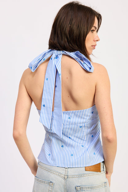 Crossed Halter Tie Top — 100% Cotton Lining Breezy Summer Style - Tops