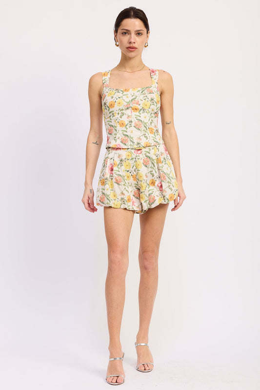 Floral Bubble Hem Shorts — 100% Cotton Feminine Playful Summer Style - Shorts