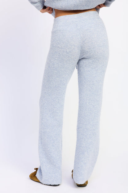 Ribbed Knit Sweater Lounge Pants with Stretch Fit