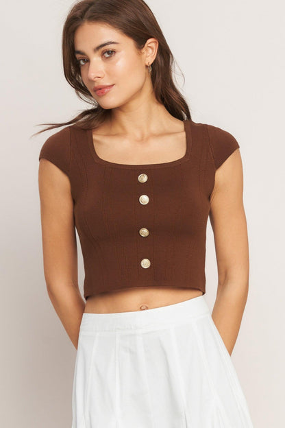 Effortless Fit Knit Top BROWN