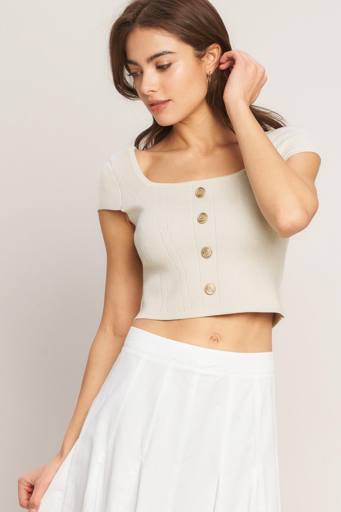 Effortless Fit Knit Top OFF WHITE