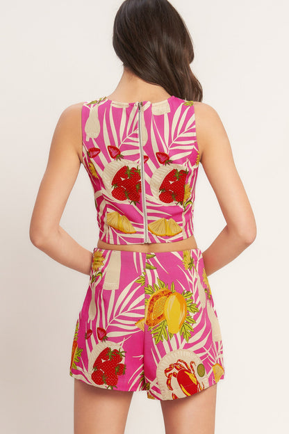 Tropical Print Vacation Pink Cotton Top | Trendy Tank Tops Outfit Idea for Women by Ro + Ivy | Elevated Basics, Modern Comfort & Style