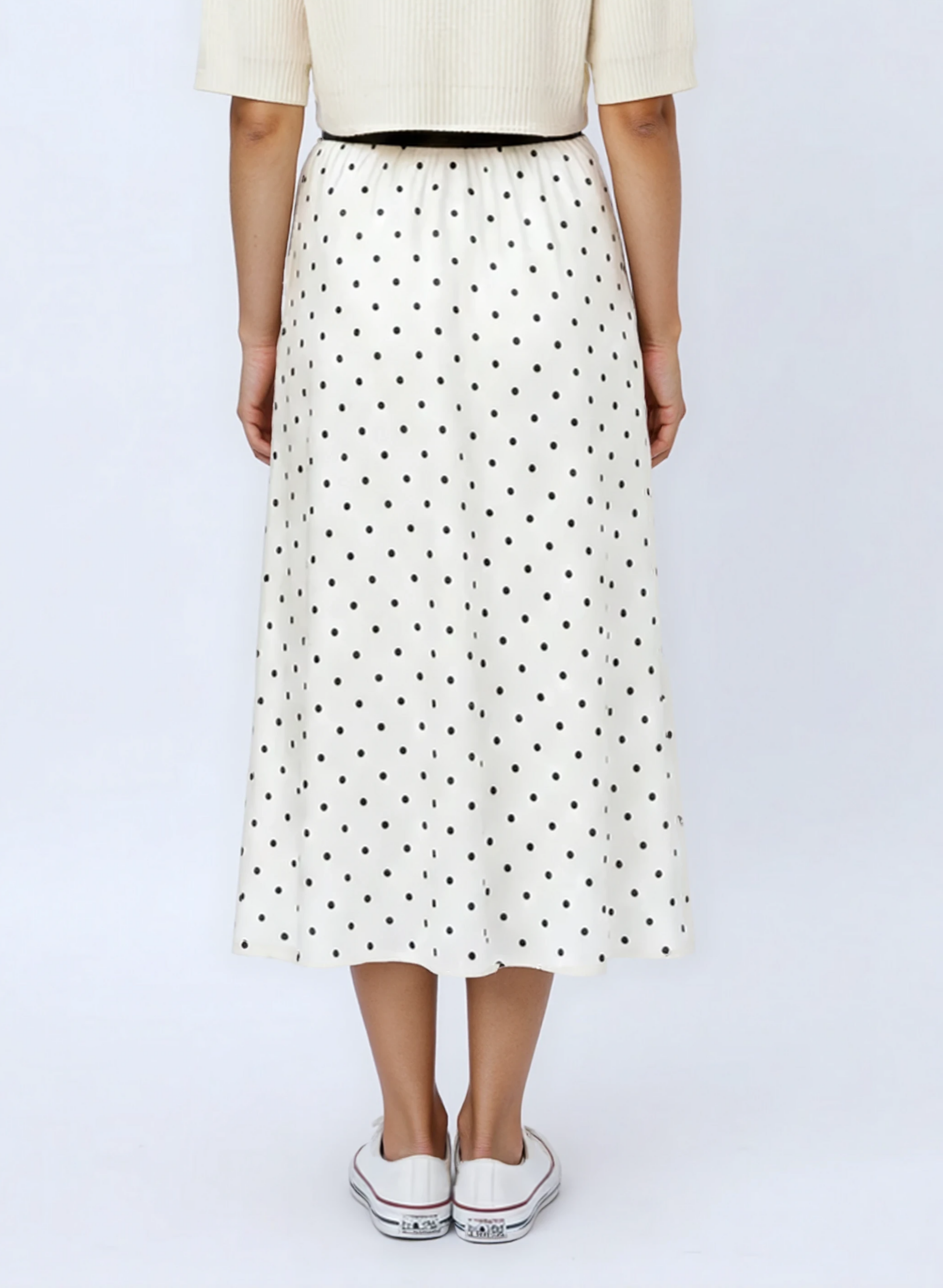 Vintage Polka Dot Flowing Midi Skirt — Timeless Pattern Elegant Comfort Versatile Style - Skirts