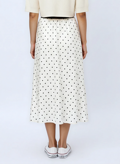 Vintage Polka Dot Flowing Midi Skirt — Timeless Pattern Elegant Comfort Versatile Style - Skirts