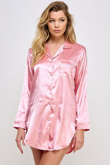 Kimberly Satin Sleepshirt - Ro + Ivy