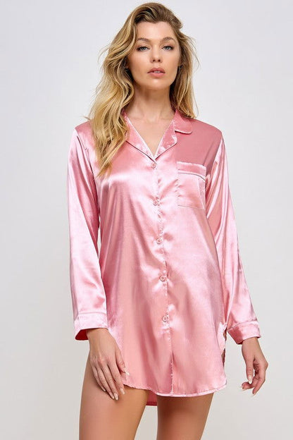 Kimberly Satin Sleepshirt - Ro + Ivy