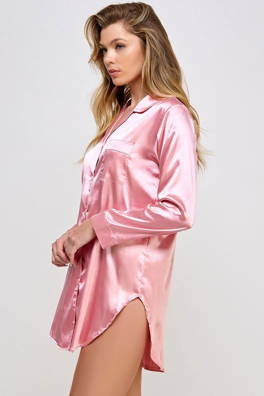 Kimberly Satin Sleepshirt - Ro + Ivy