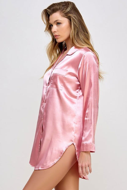 Kimberly Satin Sleepshirt - Ro + Ivy