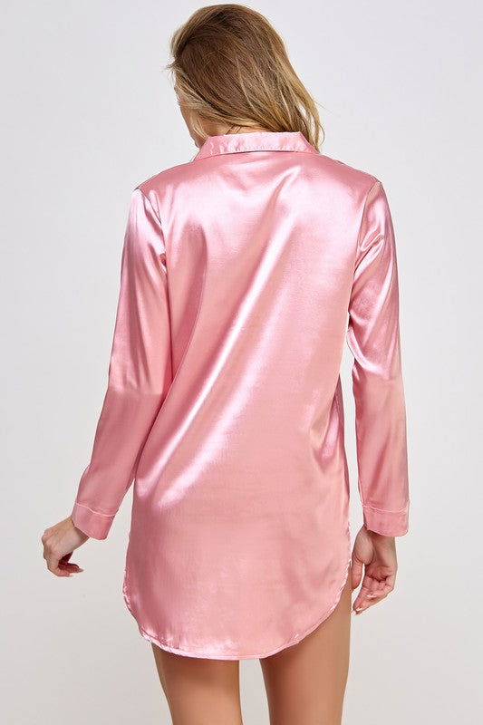 Kimberly Satin Sleepshirt - Ro + Ivy