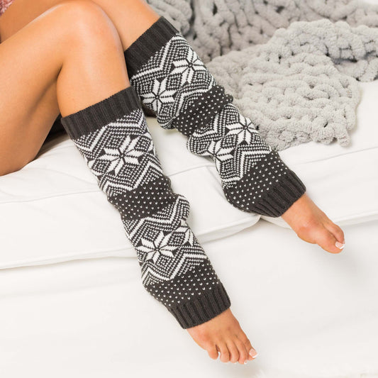 Snowflake Legwarmers Charcoal