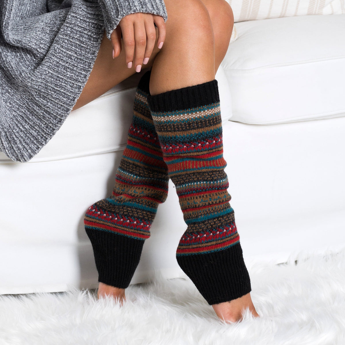 Knitted Fair Isle Leg Warmers