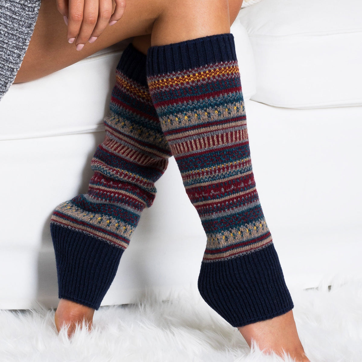 Knitted Fair Isle Leg Warmers