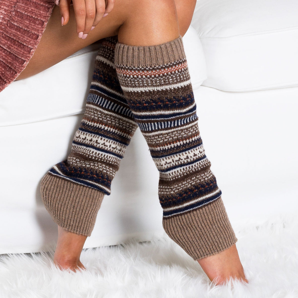 Knitted Fair Isle Leg Warmers