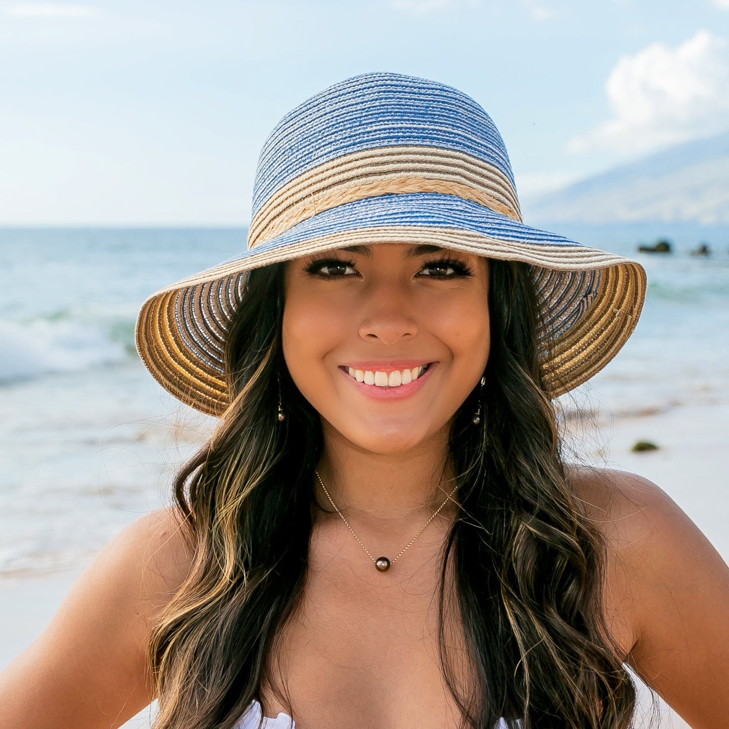 Multi-Stripe Bow Accent Sunhat - Straw Sunhat